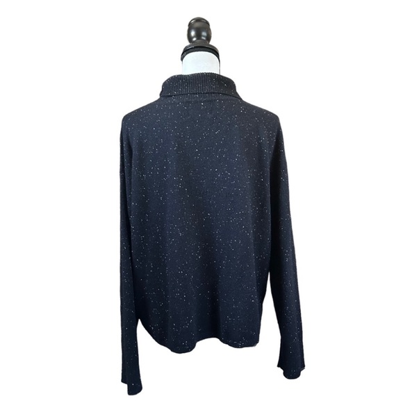 Monrow Neps Black Speckled 100% Cashmere Sweater Mock Neck Fall Cozycore Medium - Picture 4 of 10